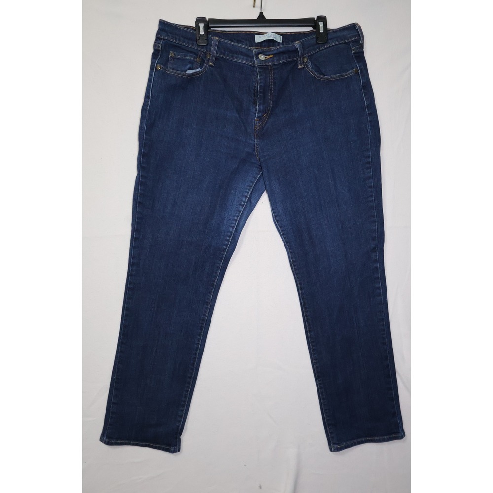 Levis 505 Straight Leg Jeans Womens 16 Dark Wash Denim Blue Pants
